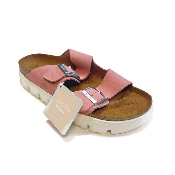 Papillio By Birkenstock Arizona Chunky Suede Sandals Womens 10 Candy Pink Narrow - Picture 1 of 10